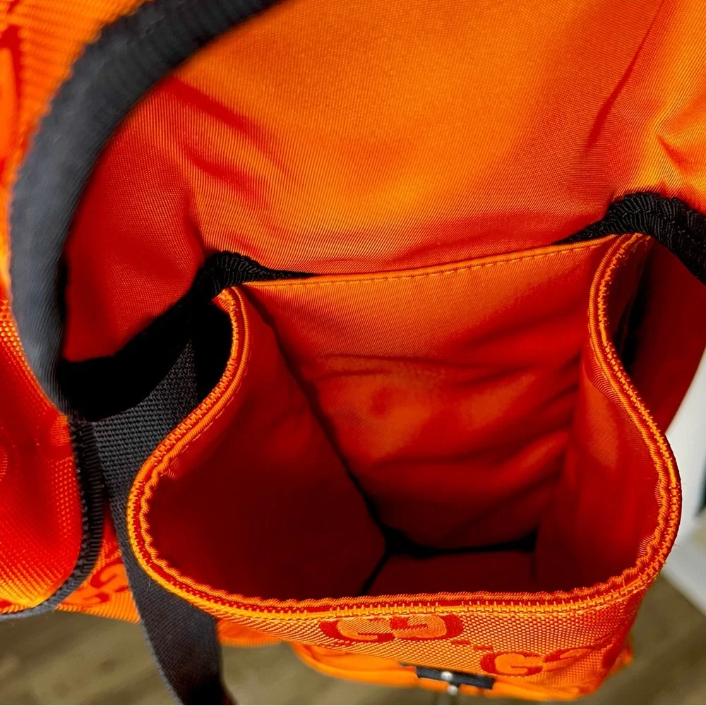 GUCCI Off The Grid Backpack Econyl Orange GG Logo Sustainable Rucksack Luxurious - Picture 8 of 16